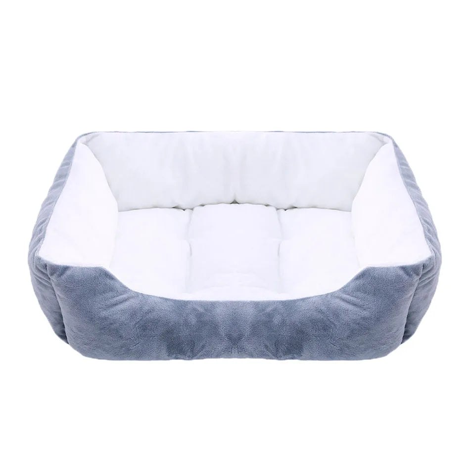 Grand panier pour chien XXL gris et blanc rembourré pour un moelleux de qualité supérieur. Panier style velour classe pour grand chien. image produit boutiquechien