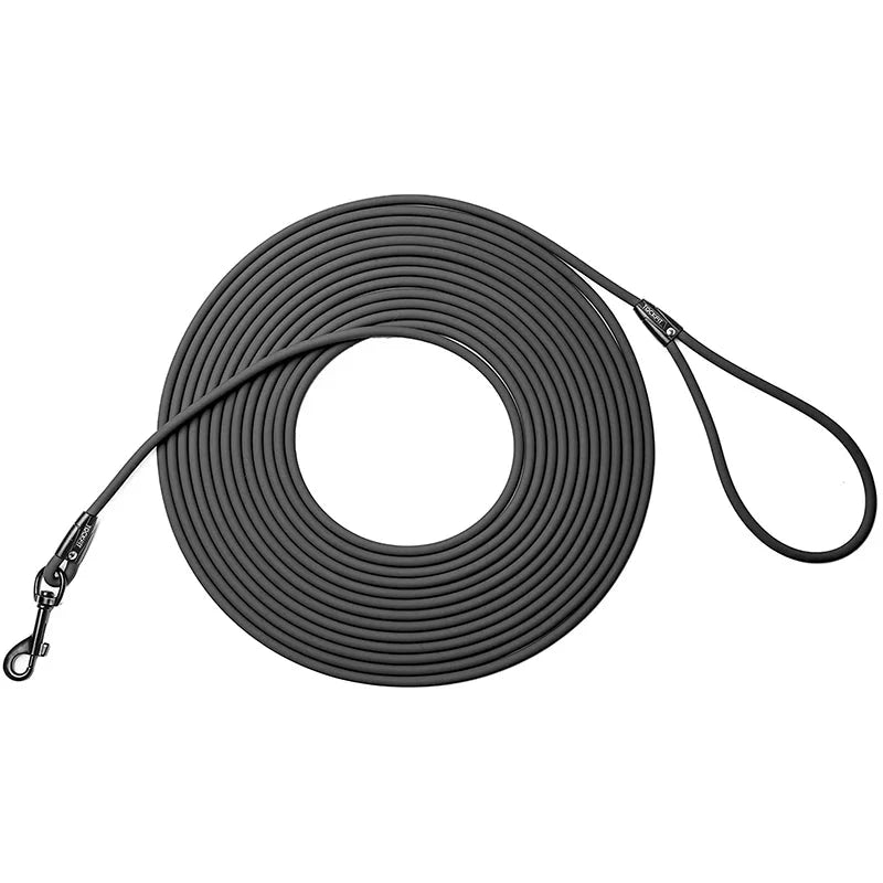 grande laisse de couleur noir waterproof parfait pour promener des chiots. Image produit Boutiquechien