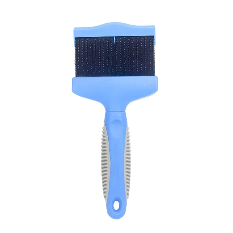 grosse brosse pour chien de couleur bleu double fasse pour brosser son chien. Image produit Boutiquechien