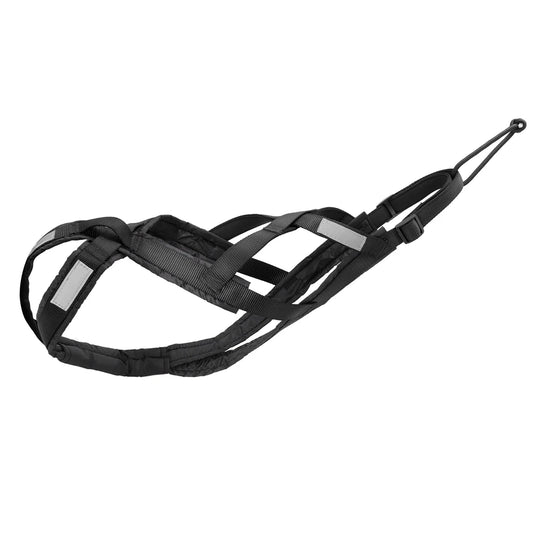 Harnais canicroos noir pour chien fabriqué en nylon résistant. ergonomique