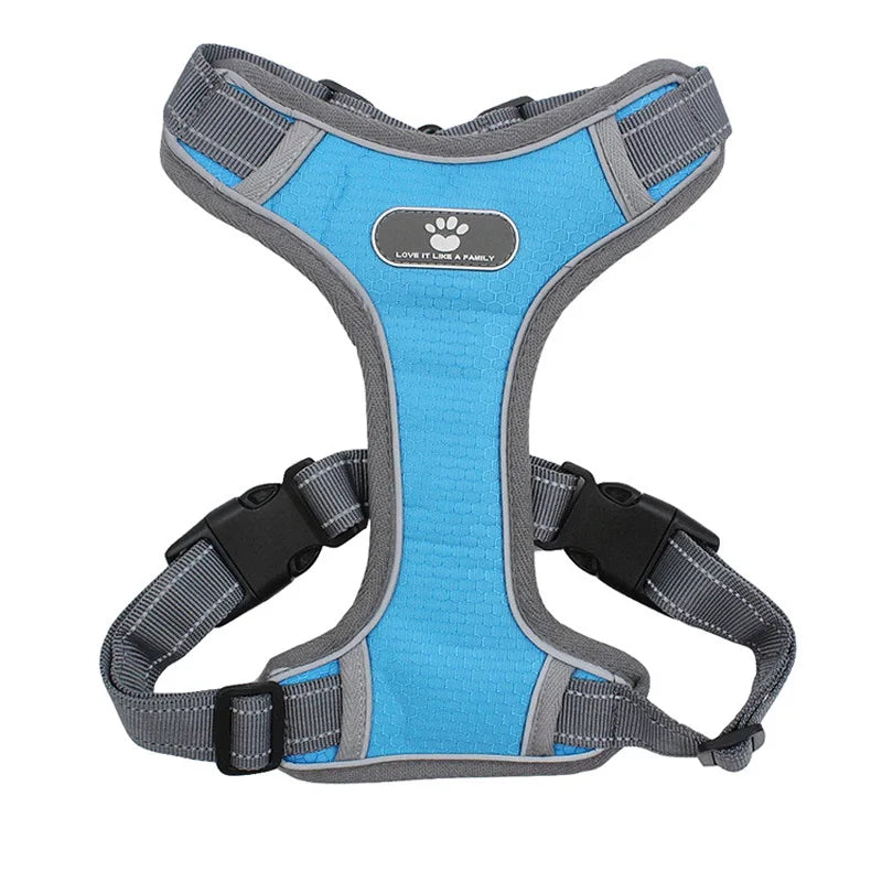Harnais pour gros chien de couleur bleu et gris pour les grands chiens durable. Image produit Boutiquechien