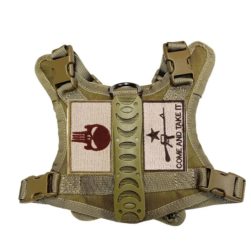 Harnais pour chiot de couleur kaki avec logo avec de grande traction pour les petits chiots. Image produit Boutiquechien