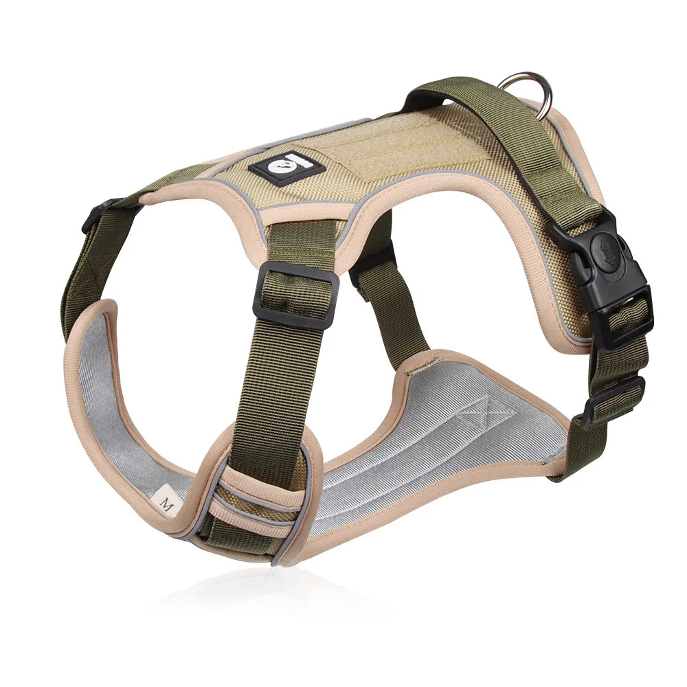 Harnais en Y durable beige pour chien en nylon de tailles M