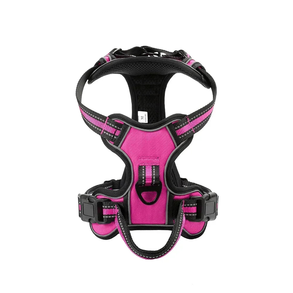 Harnais petit chien rose fais en nylon durable anti- traction