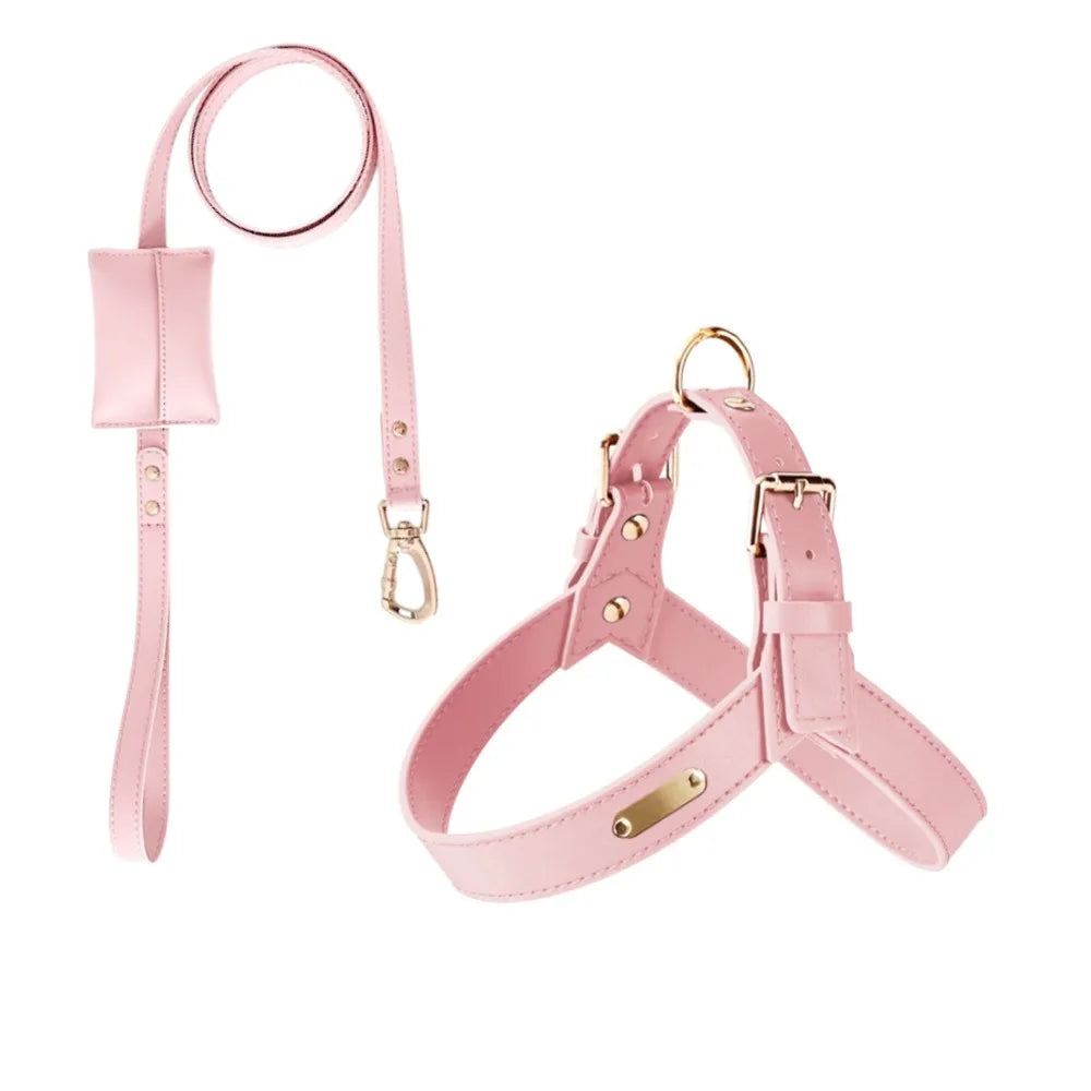 Harnais pour chien de style cuir de couleur rose de boutiquechien