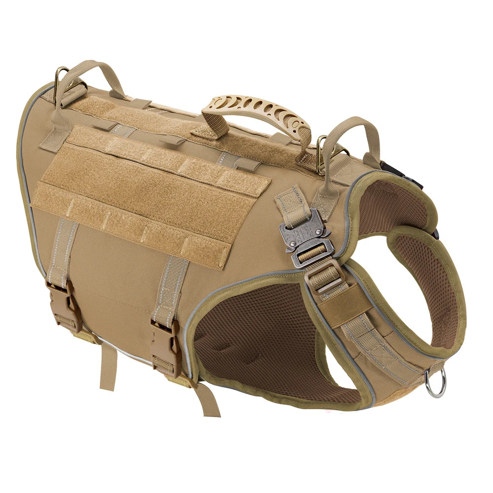 harnais pour chien de couleur beige résistant et durable avec toutes les poignées. Image produit Boutiquechien