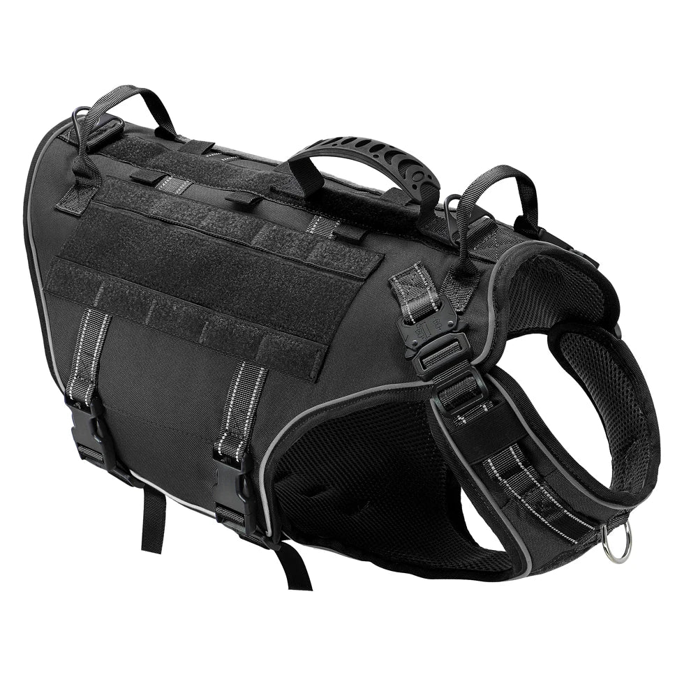 harnais pour chien de couleur noir résistant et durable avec toutes les poignées. Image produit Boutiquechien
