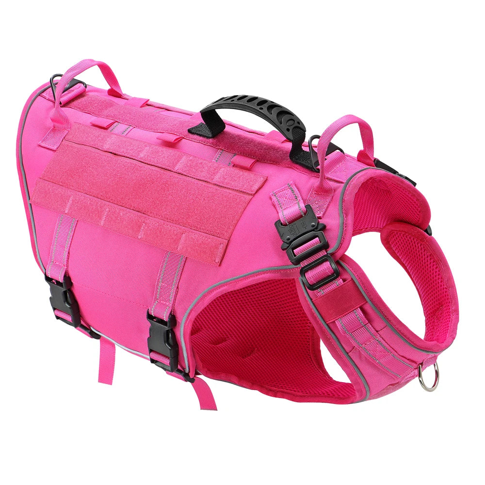 harnais pour chien de couleur rose résistant et durable avec toutes les poignées. Image produit Boutiquechien