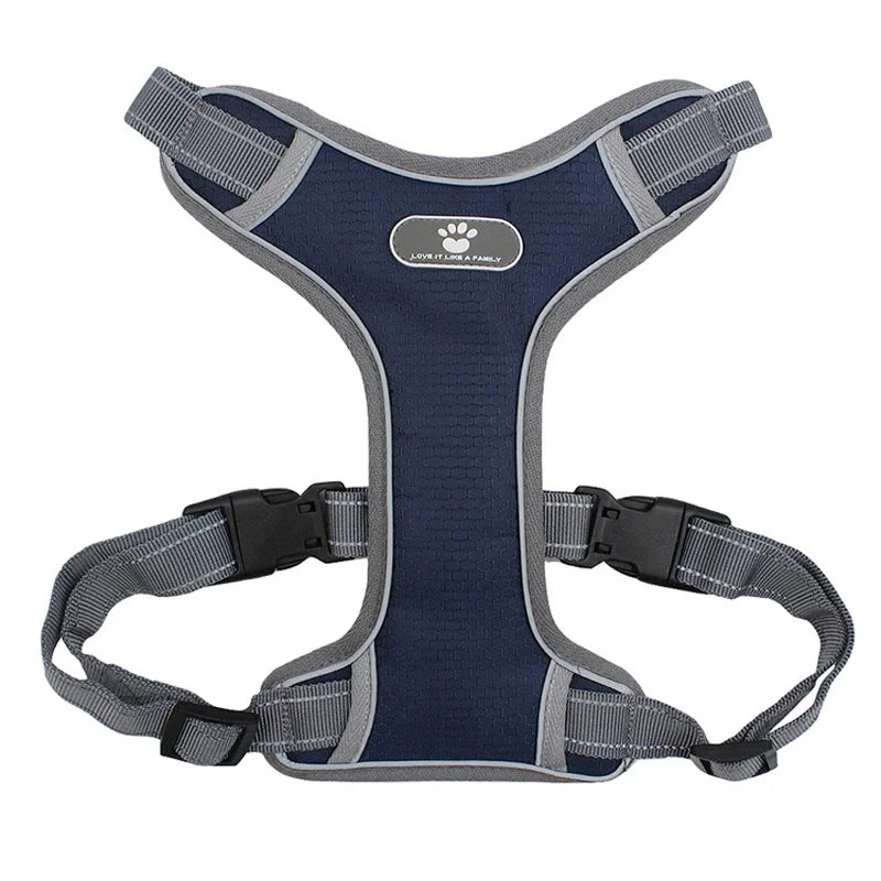 Harnais pour gros chien bleu foncé et gris résistant et durable. Image produit Boutiquechien