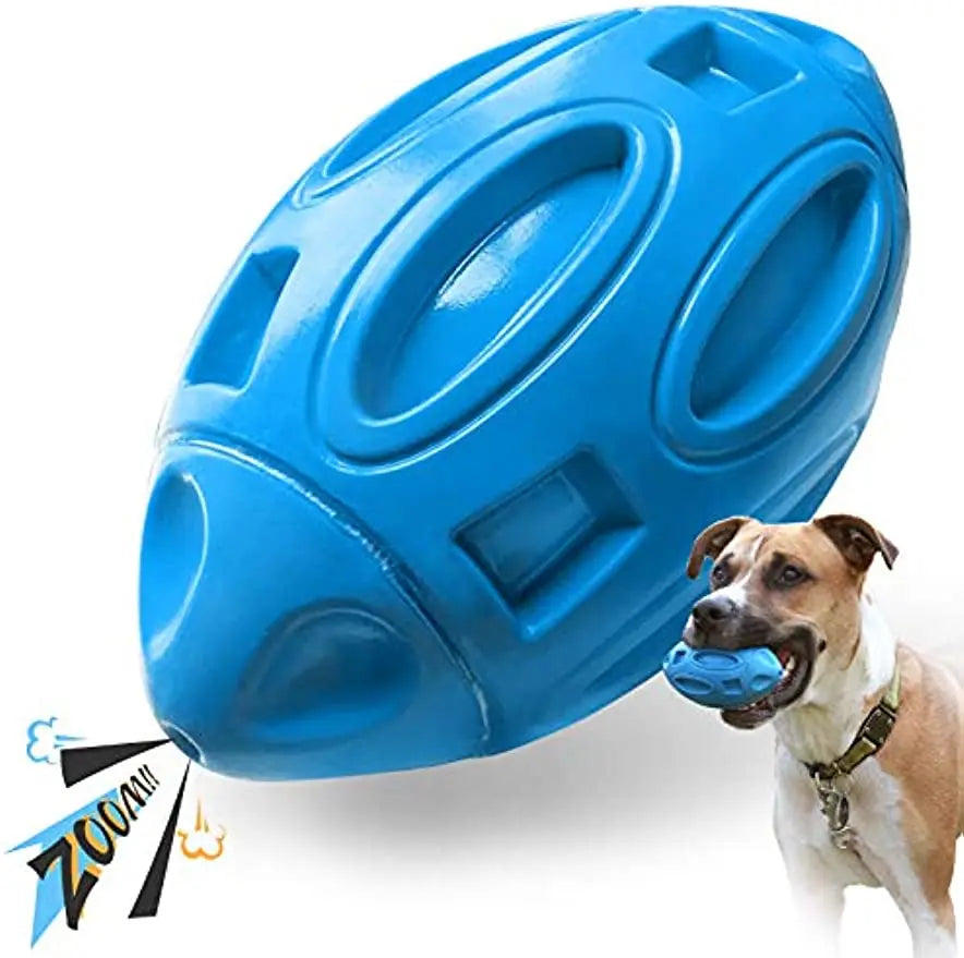 jouet durable pour chien de couleur bleu en forme de balle de rugby. Image produit Boutiquechien