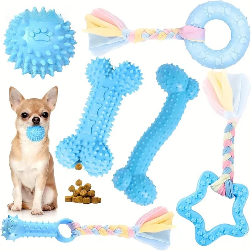 lot de jouet bleu pour chien resistant et durable. Les chiens peuvent jouer avec des jouets pour chien résistant de Boutiquechien