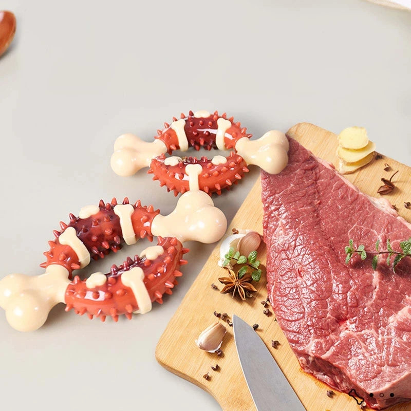 Jouet chien résistant de couleur viande durable. Jouet à mâcher pour chien de Boutiquechien