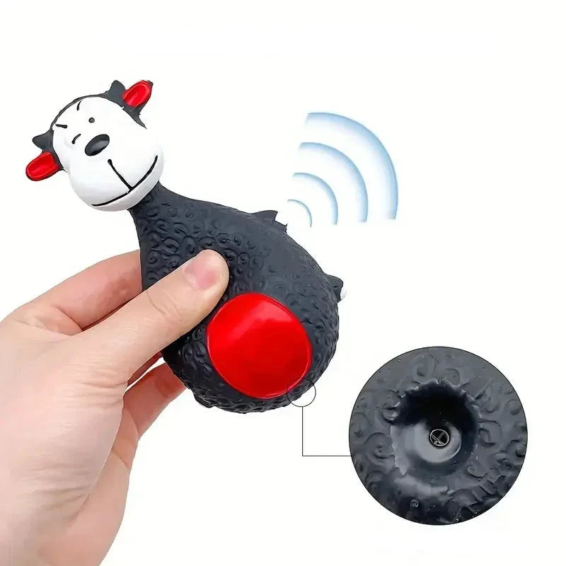 Jouet pour chien de couleur noir et rouge en forme de mouton. Image produit Boutiquechien
