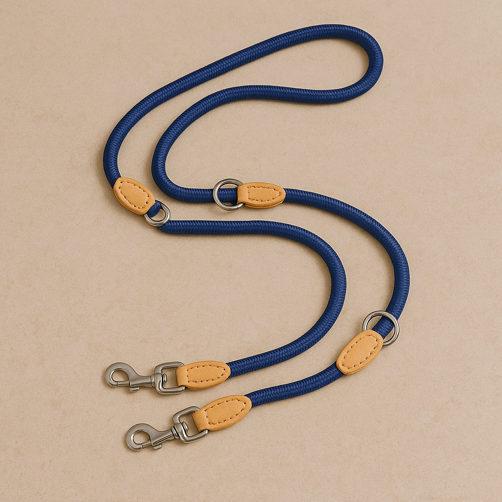 Laisse chien en nylon de couleur bleu en nylon renforcé. Image produit Boutiquechien