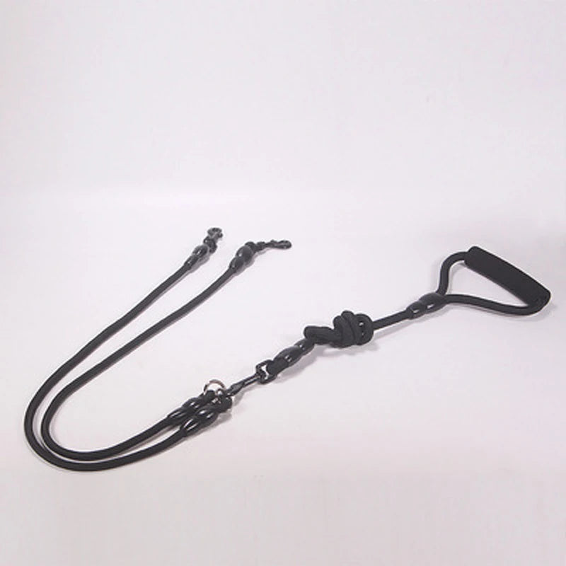 laisse double pour chien de couleur noir en nylon résistant et durable. Laisse double parfaite pour deux chiens. Image produit Boutiquechien