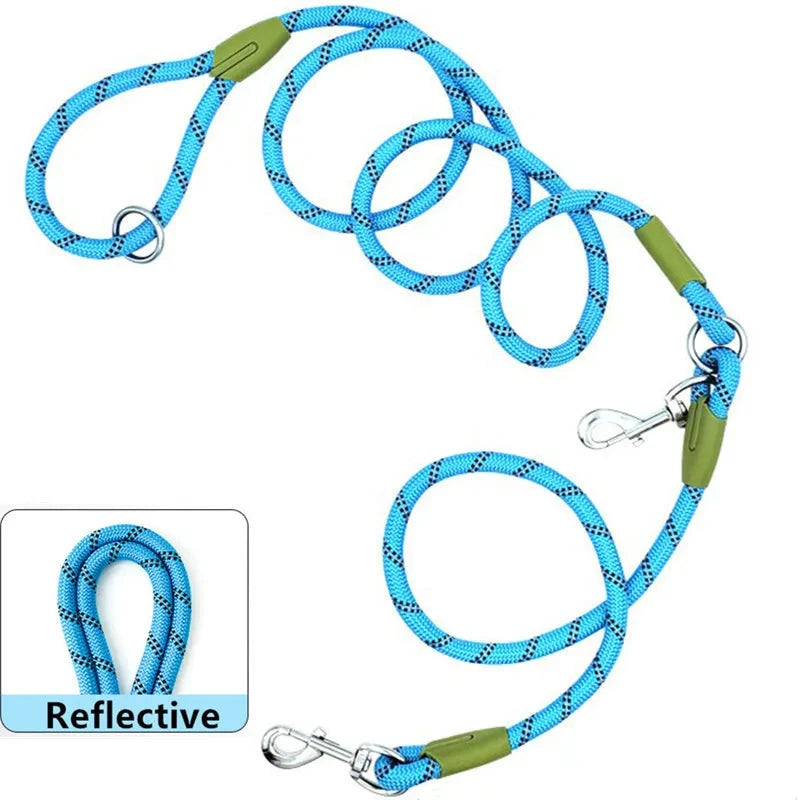 laisse lasso de couleur bleu et vert réfléchissant. Image produit Boutiquechien