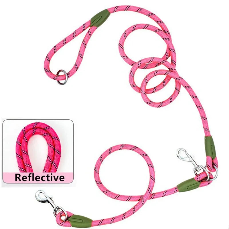 Laisse lasso de couleur rose et verte réfléchissant de boutiquechien