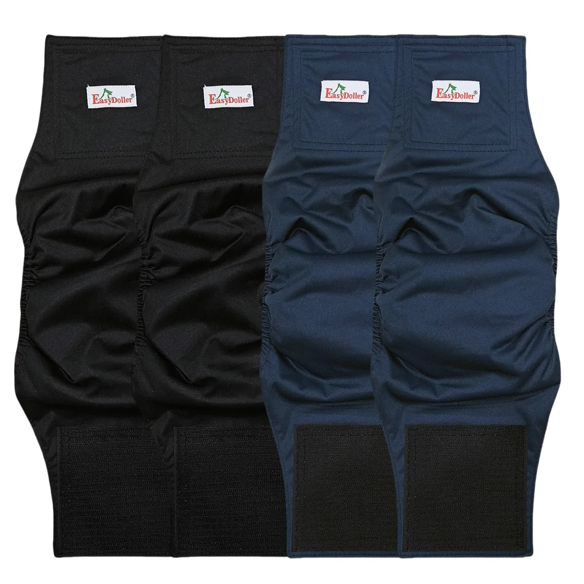 Lot de 4 couches pour chiens de couleurs noir et bleu. Image produit Boutiquechien