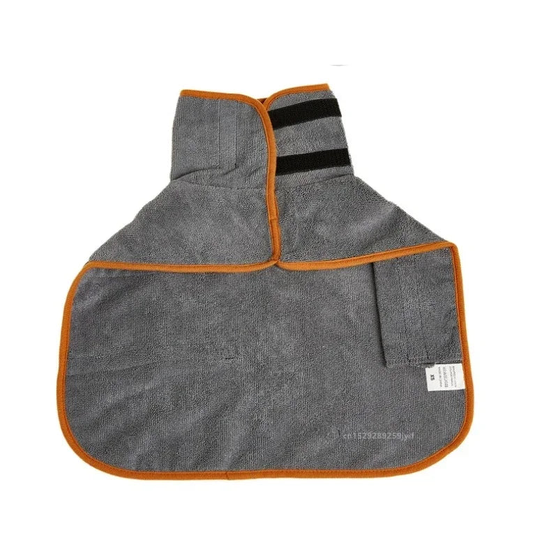 Peignoir pour chien vue du dessous de boutiquechien de couleur gris et orange