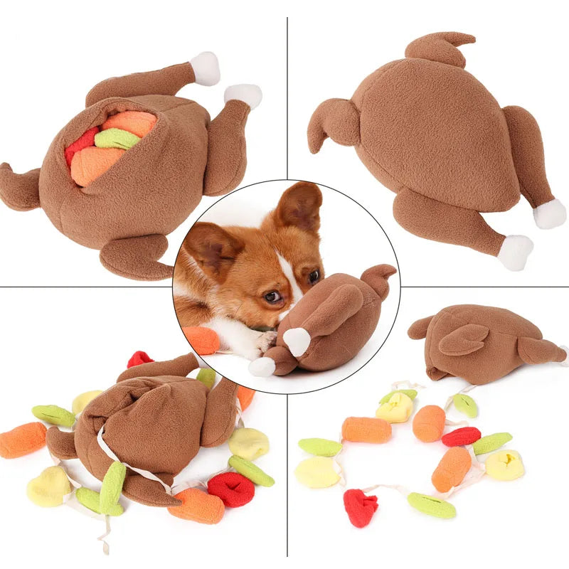 Poulet de fouille pour chien rembourré, utilisation complète du produit. Image produit Boutiquechien