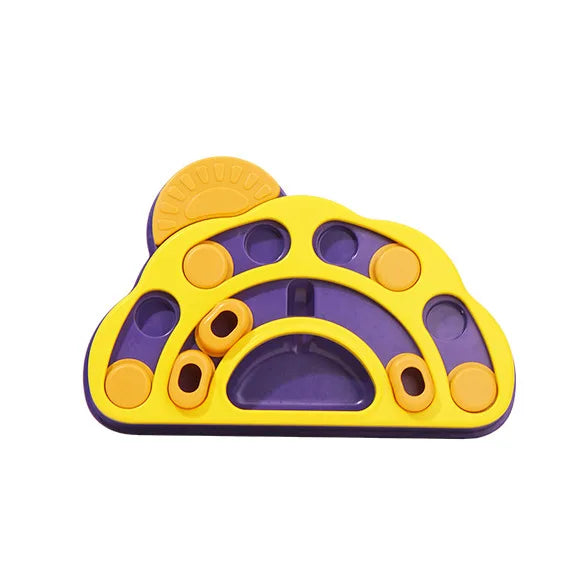 Puzzle pour chien de couleur jaune et violet en forme de nuage. image produit boutiquechien