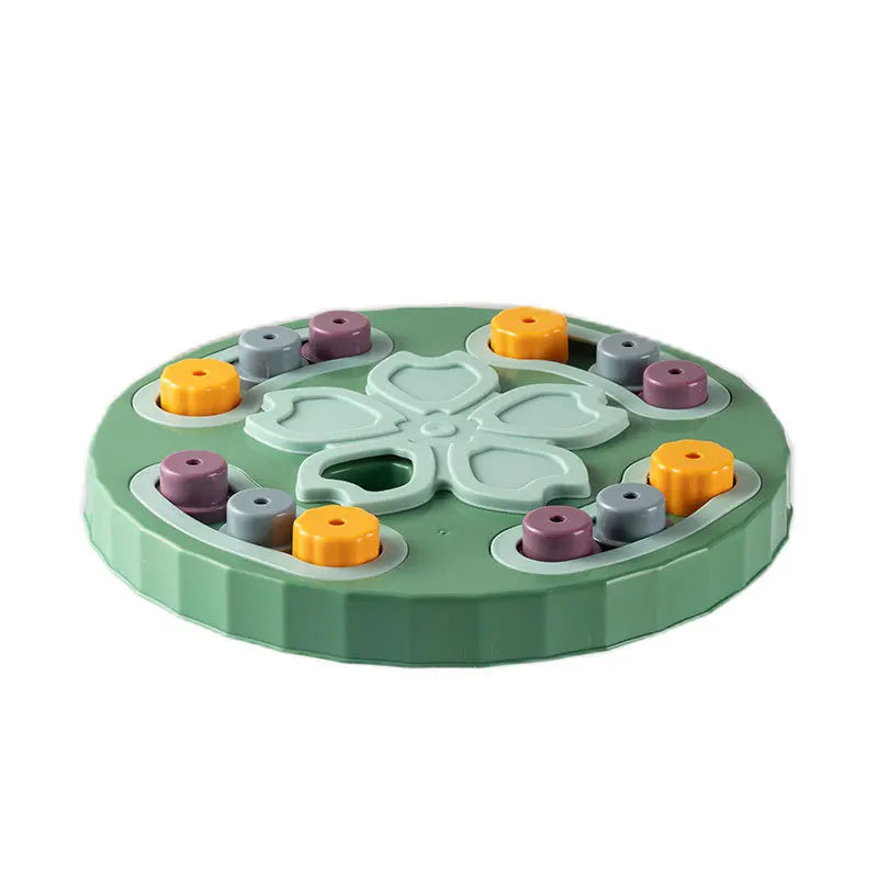 Puzzle pour petit chien de couleur vert une forme de fleur. Image produit Boutiquechien