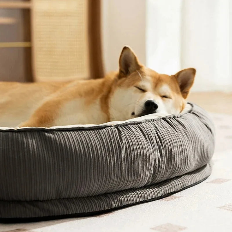 Shiba qui dort dans son panier moelleux et doux. Image produit Boutiquechien