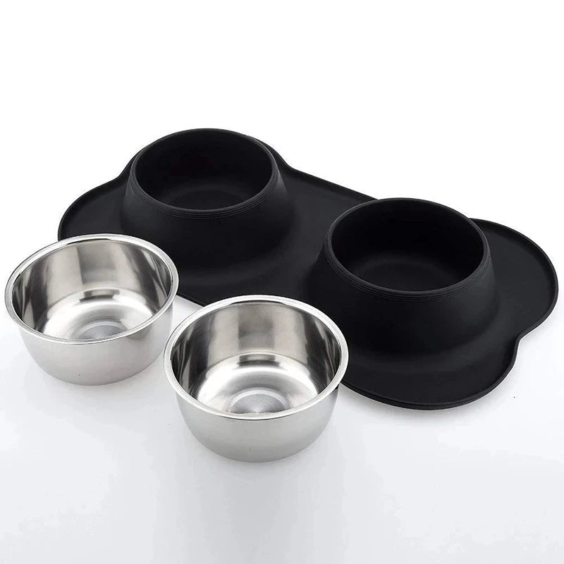 Silicone noir déhoussable avec gamelle chien en inox. Image produit Boutiquechien