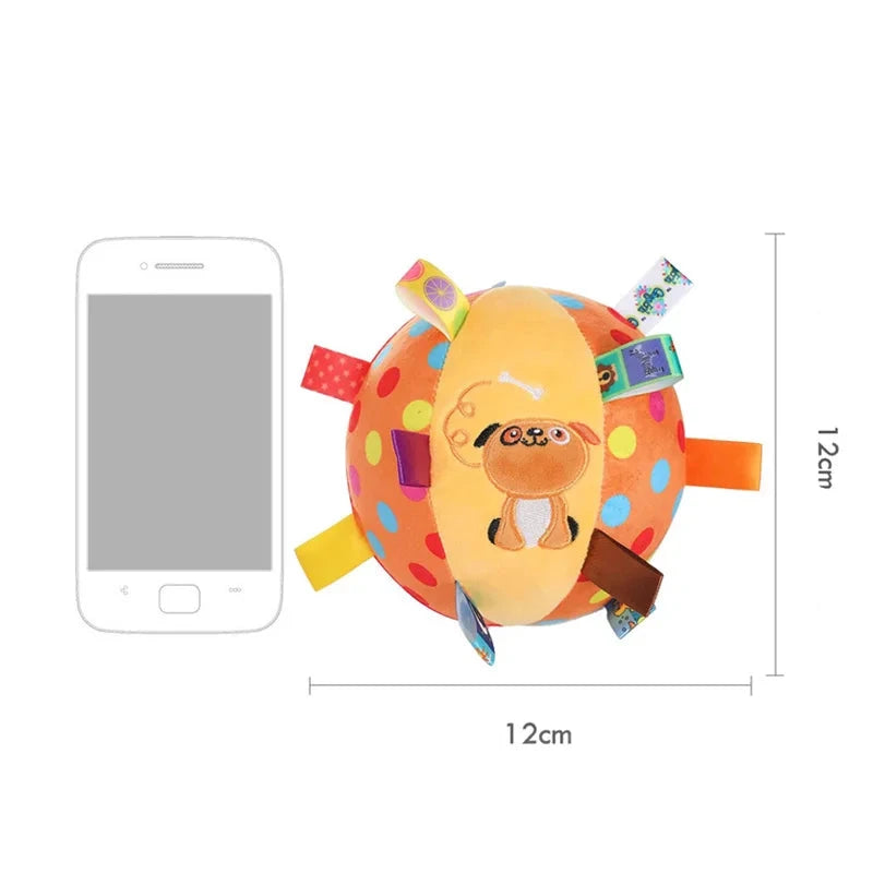 Tailles du jouet pour chien de 12 CM de diamètre. Diamètre balle pour chien comparé à téléphone. Image produit Boutiquechein