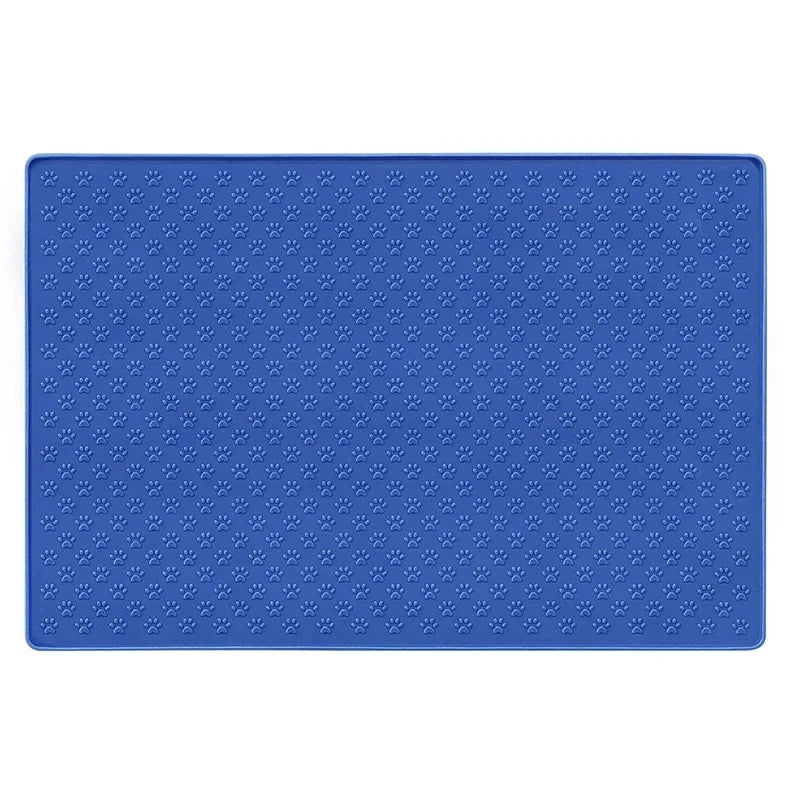 Tapis antiderapant gamelle chien de couleur bleu foncé