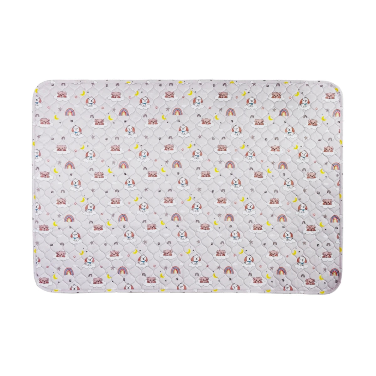tapis chien gris souffrant d'incontinence. Le tapis bleu est parfait pour les chien qui ont des problèmes de vessis. Image produit Boutiquechien