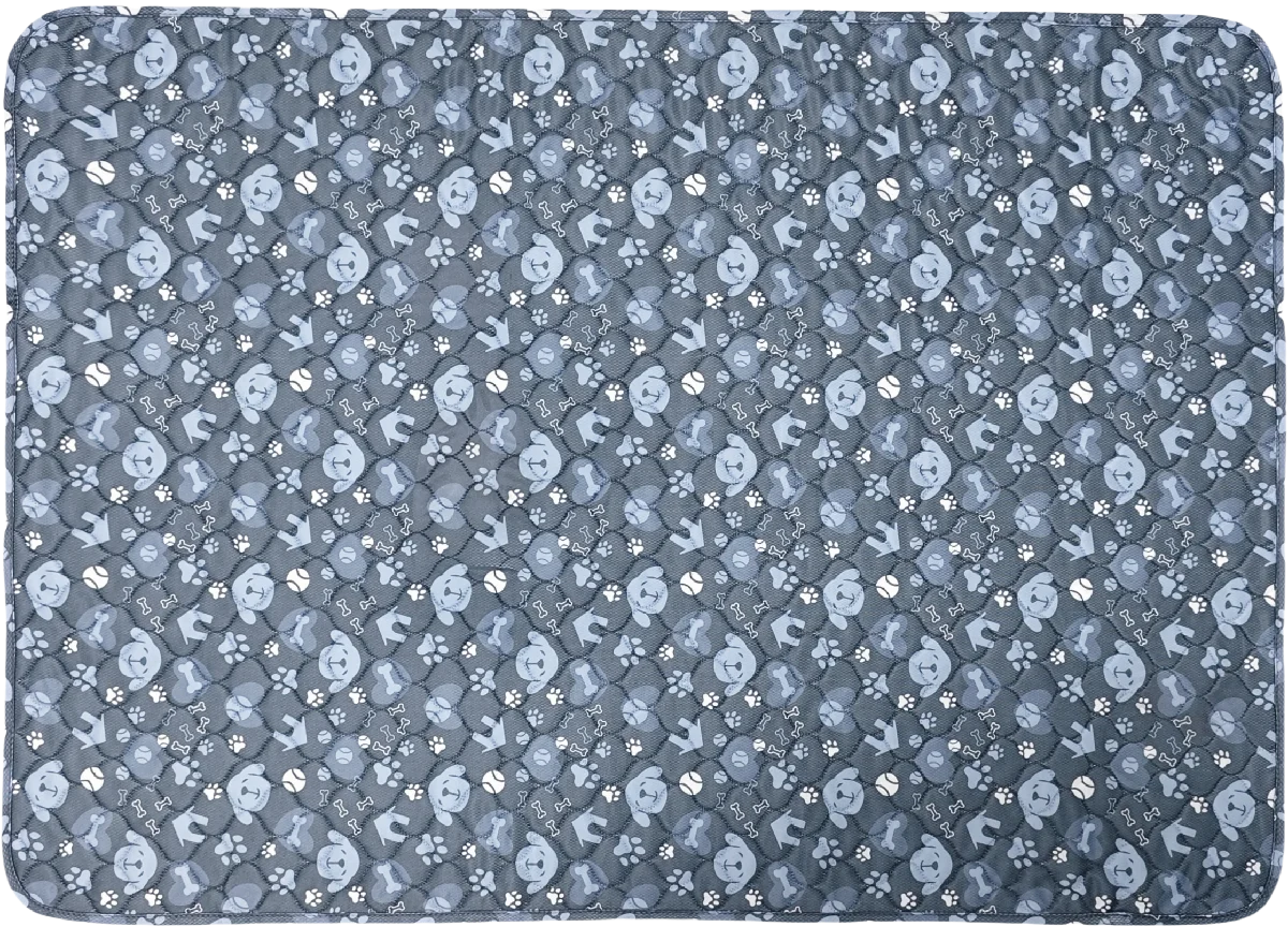 tapis chien gris avec des chiens souffrant d'incontinence. Le tapis bleu est parfait pour les chien qui ont des problèmes de vessis. Image produit Boutiquechien