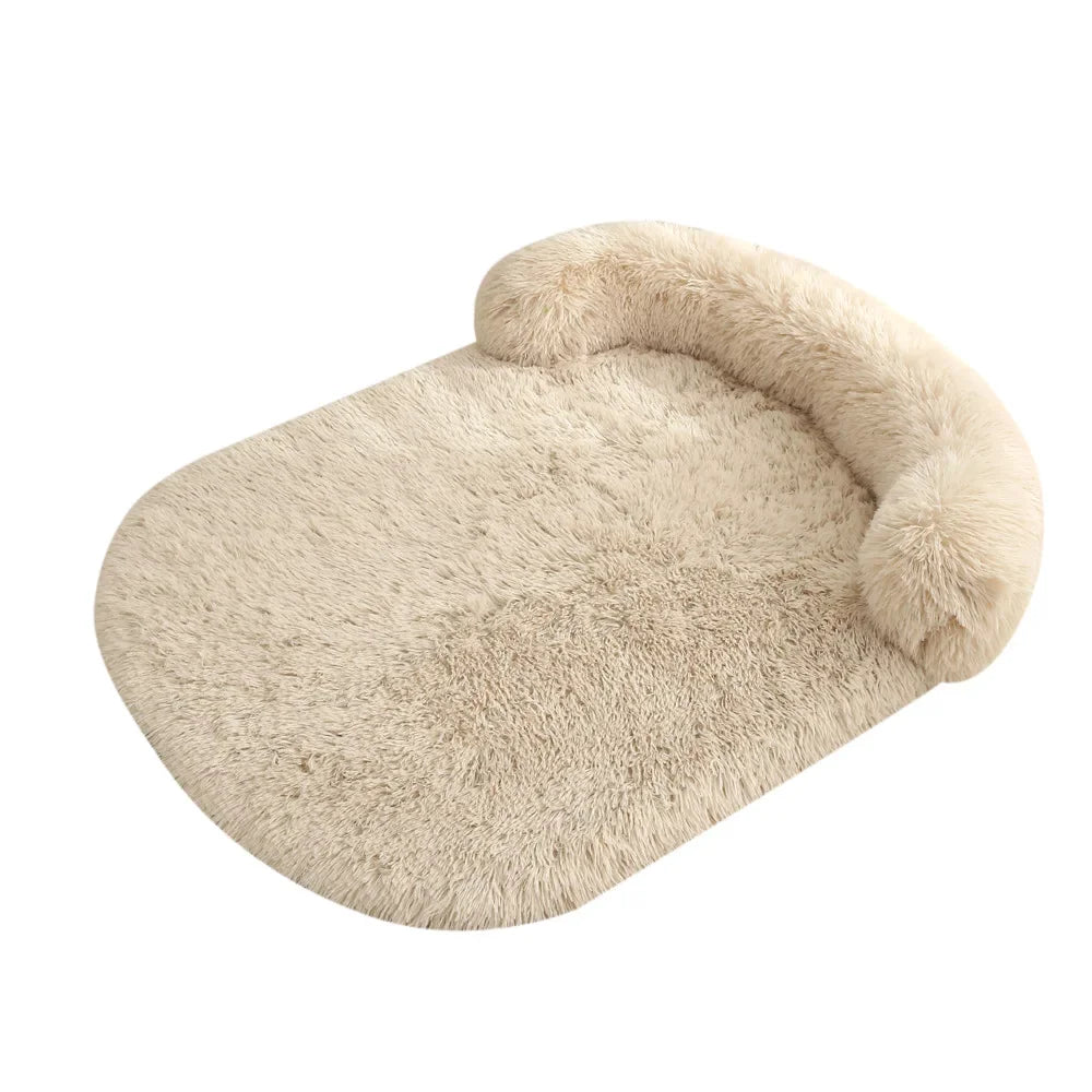 tapis chien de couleur blanc cassé claire avec oreiller en forme de boudin. Image produit Boutiquechien