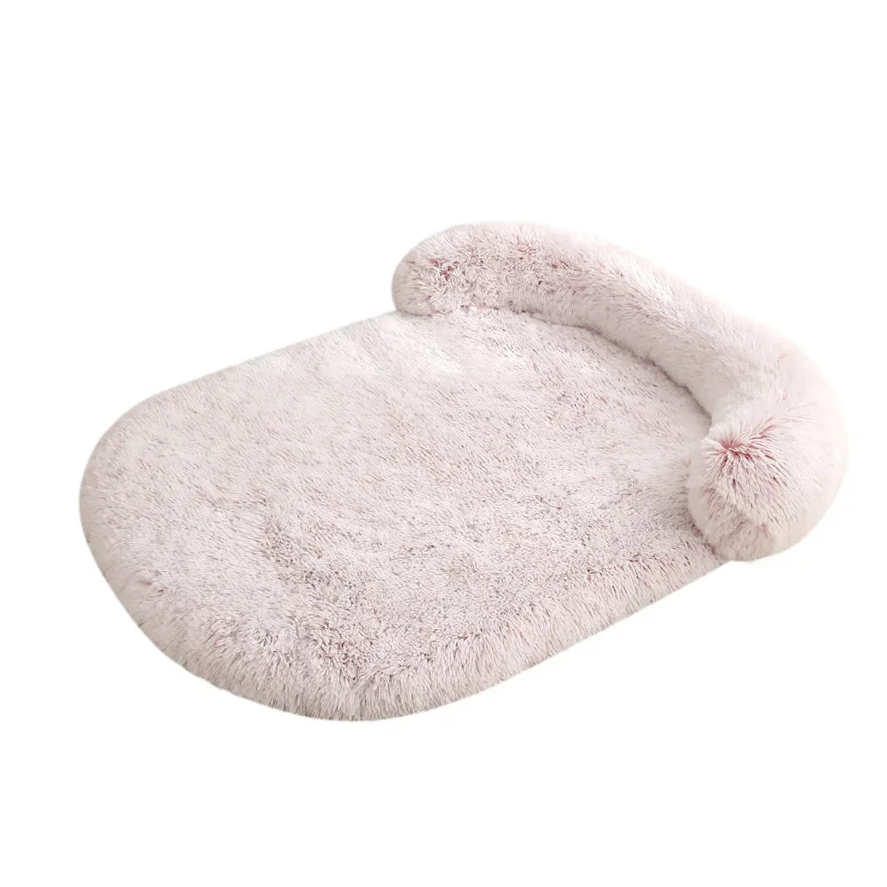 tapis chien de couleur blanc avec oreiller en forme de boudin. Image produit Boutiquechien