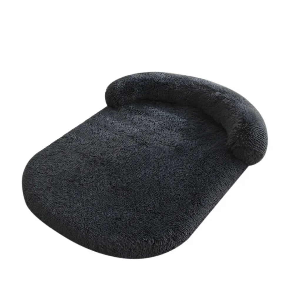 tapis chien de couleur gris foncé avec oreiller en forme de boudin. Image produit Boutiquechien