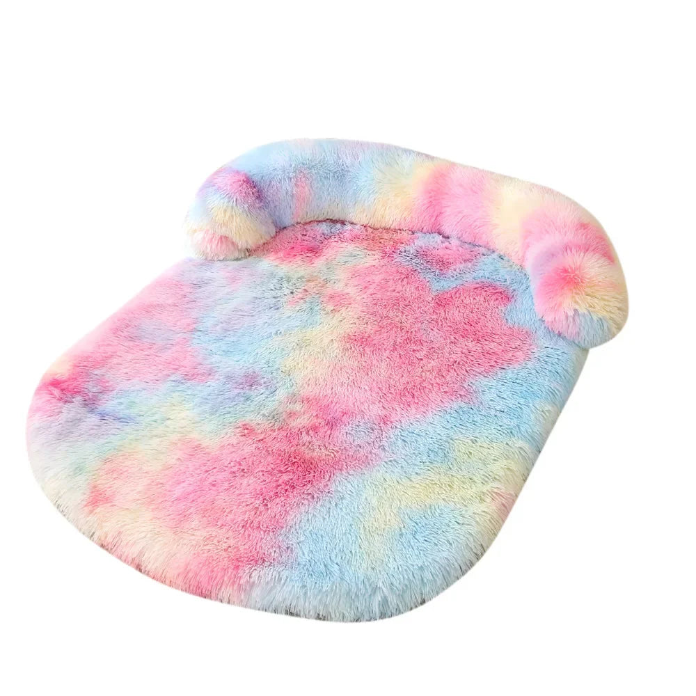 tapis chien de couleur multicolor avec oreiller en forme de boudin. Image produit Boutiquechien