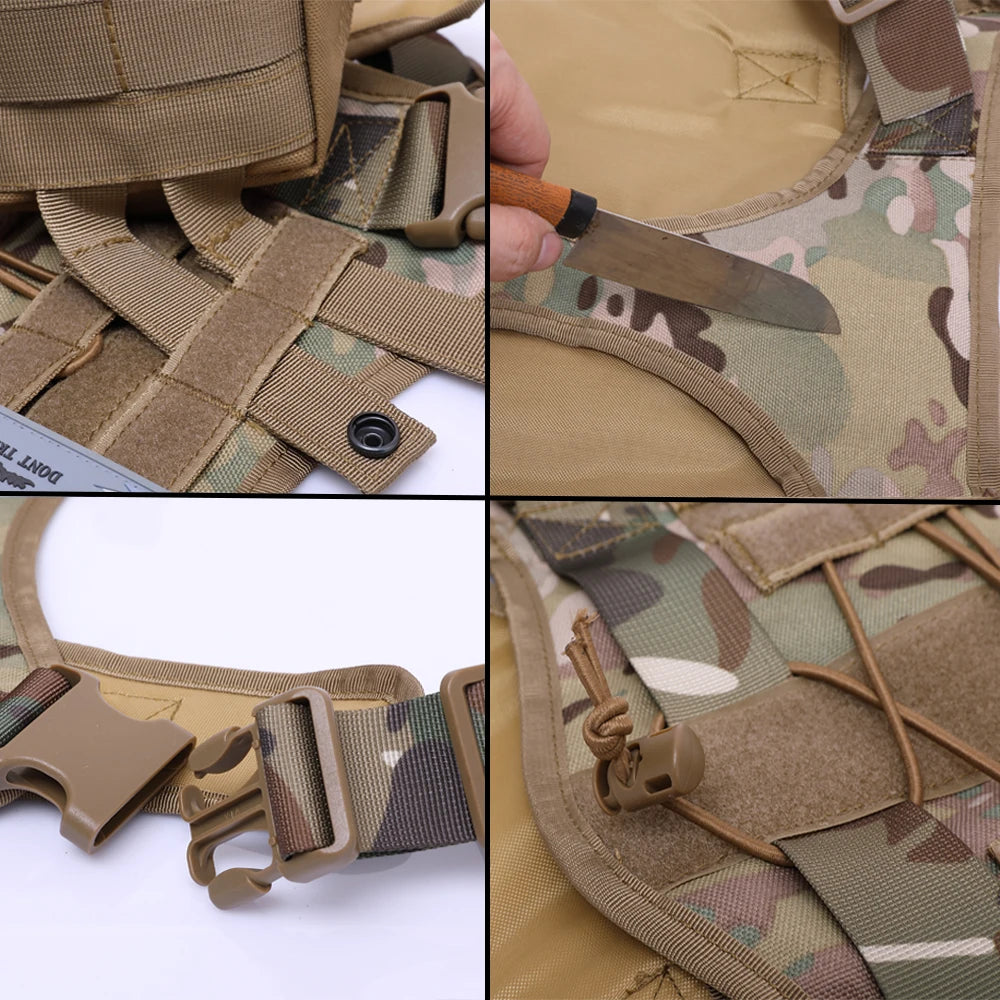 Harnais pour chien tactique résistant et durable avec de nombreux accessoires. Image produit Boutiquechien