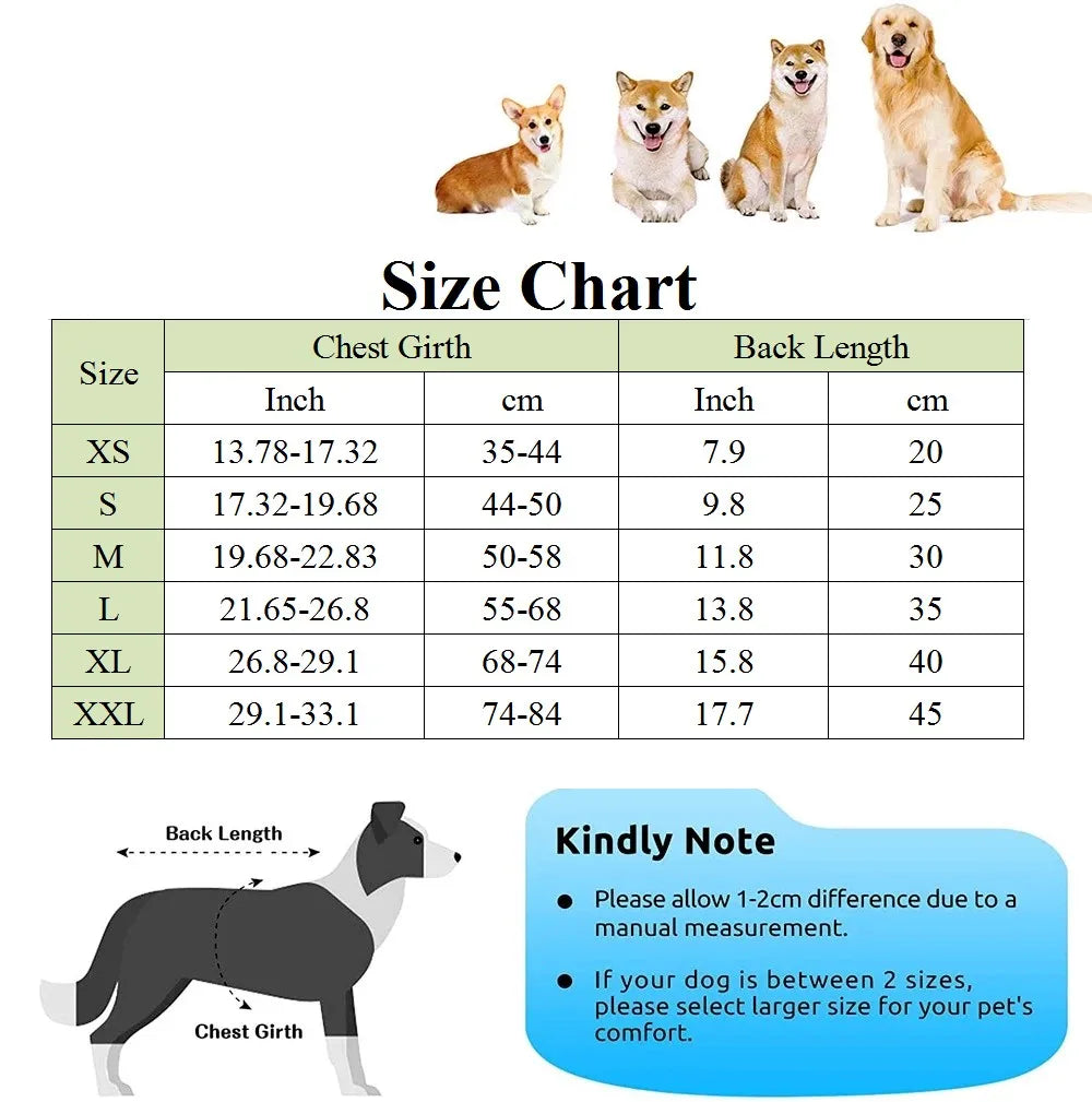 Toutes les dimensions du gilet de sauvetage pour les chien. Image produit Boutiquechien