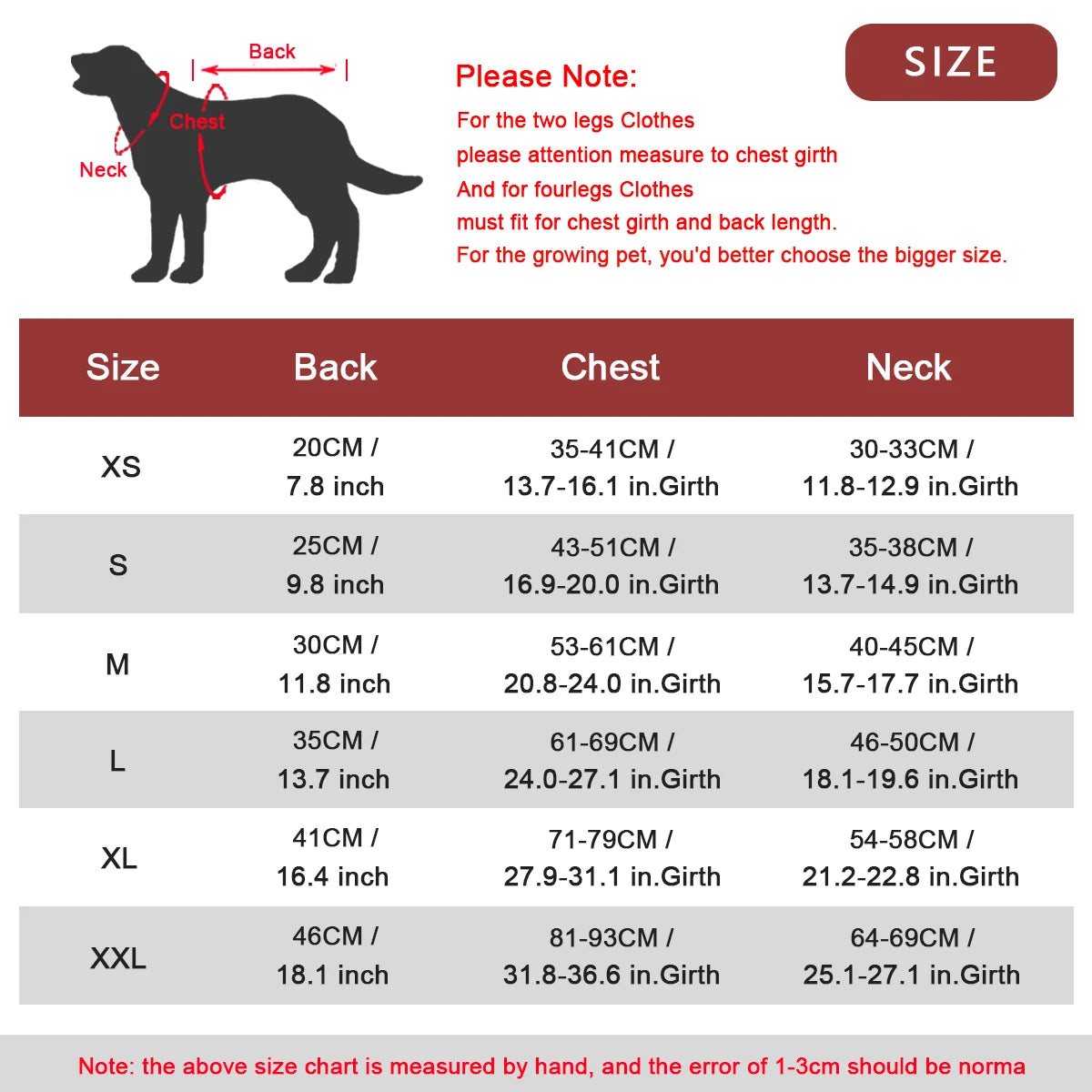 Toutes les tailles et dimensions dans un tableau pour le gilet de sauvetage pour les chiens. Image produit Boutiquechien
