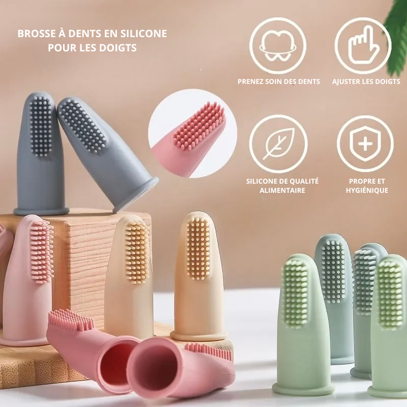 Toutes les qualités du produit chien en forme de brosse à dent à mettre aux bouts des doigts. Image produit Boutiquechien
