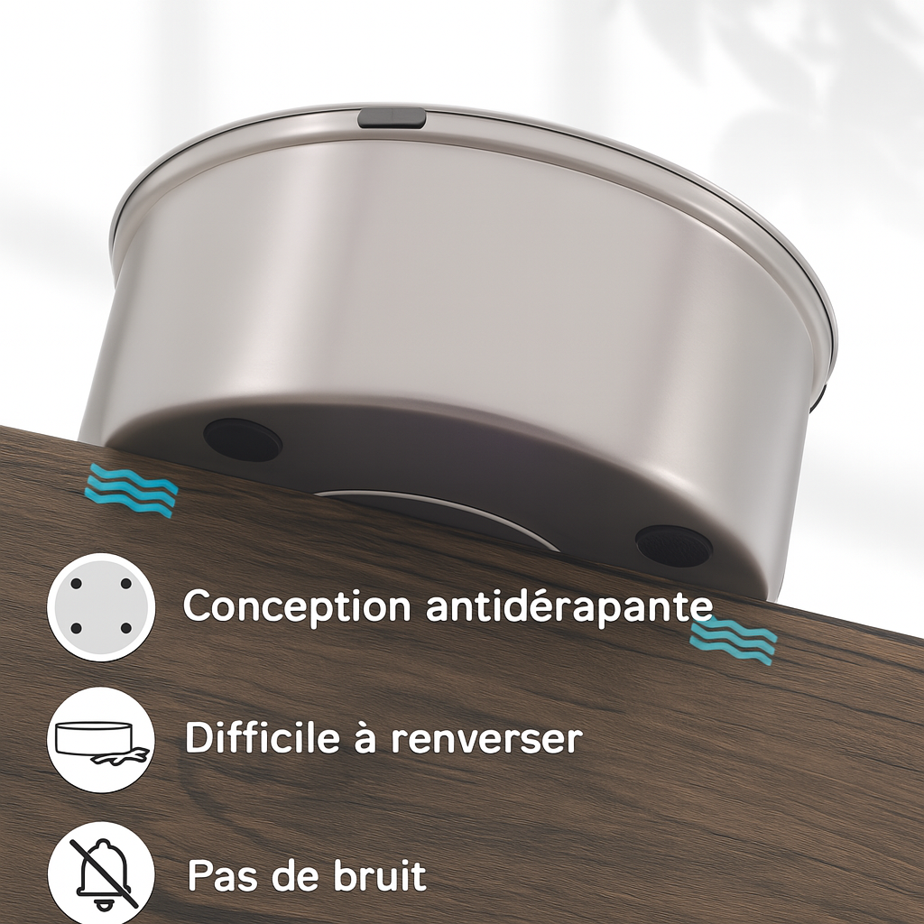 avantage de la gamelle d'eau automatique en inox avec les avantages mis en avant. Image produit Boutiquechien