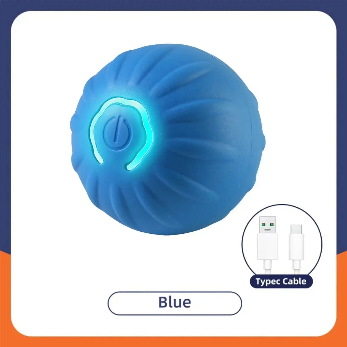 balle pour chiot de couleur bleu interactif avec câble de charge. Image produit Boutiquechien