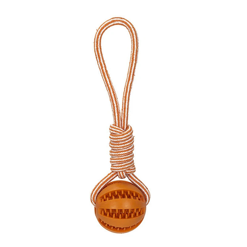 Balle à friandise de couleur brun à corde résistant et durable. Image produit Boutiquechien