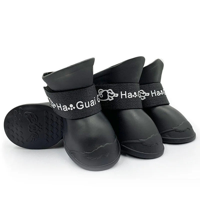 Bottes pour petits chiens de couleurs noir en caoutchouc imperméable. Image produit Boutiquechien