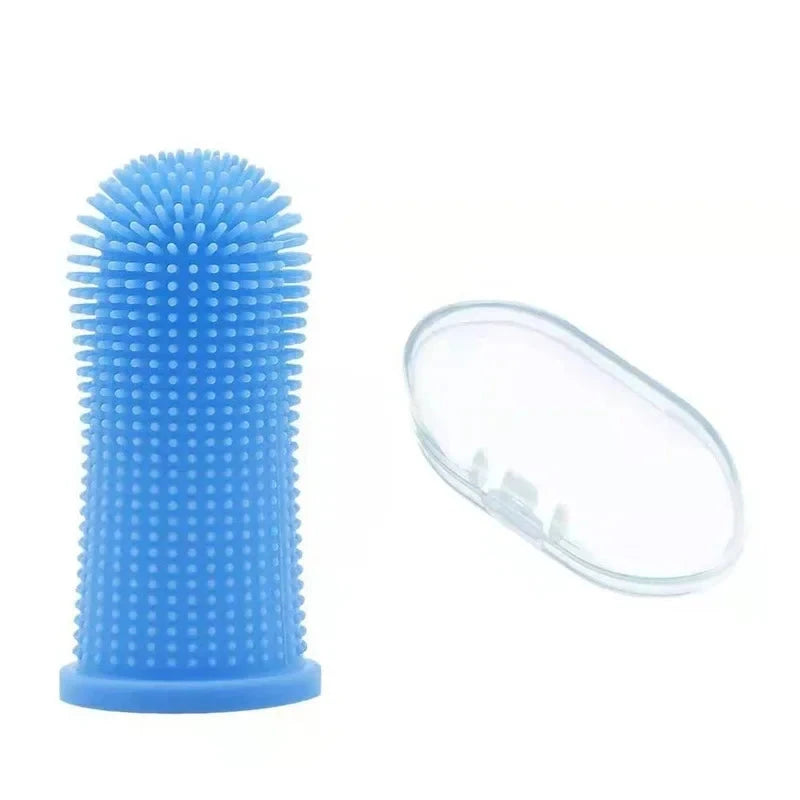 Brosse a dent chien de couleur bleu 360 avec boite de rangement incluse. Image produit Boutiquechien