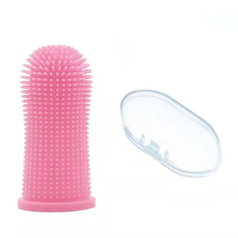 Brosse a dent chien de couleur rose 360 avec boite de rangement incluse. Image produit Boutiquechien