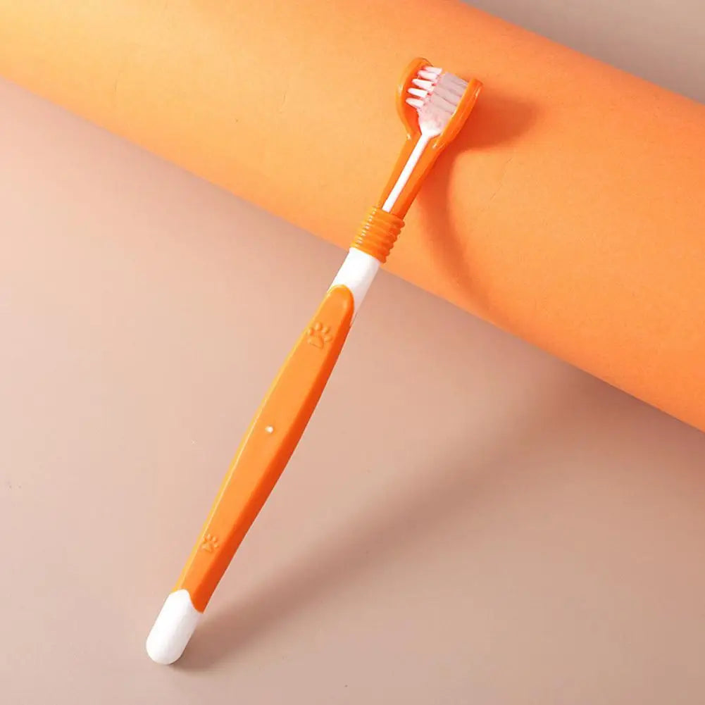 Brosse à dent chien de couleur orange et blanc mis en évidence. Image produit Boutiquechien