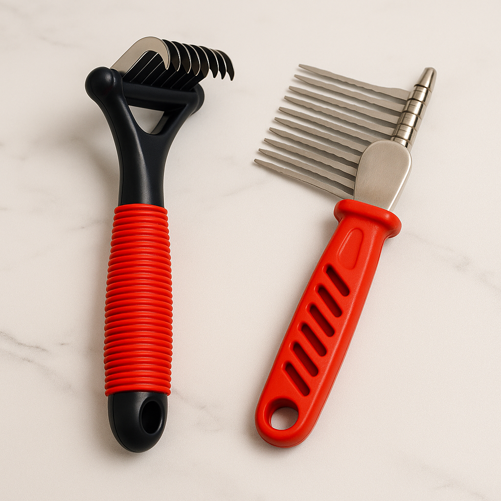brosses pour chiens de couleur noir et rouge servant à démêler les poils de votre chien. image produit Boutiquechien