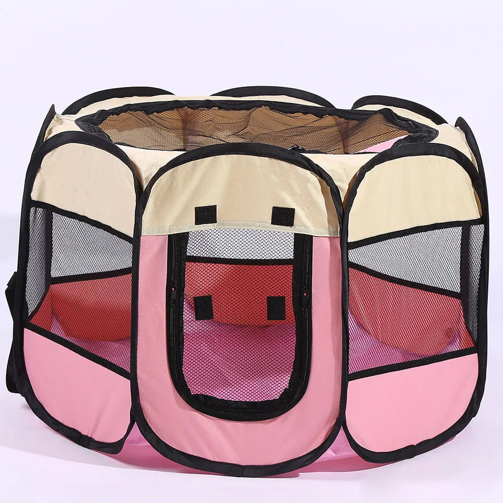 Cage pour chien ferme de couleurs rose et blanc. Image produit Boutiquechien