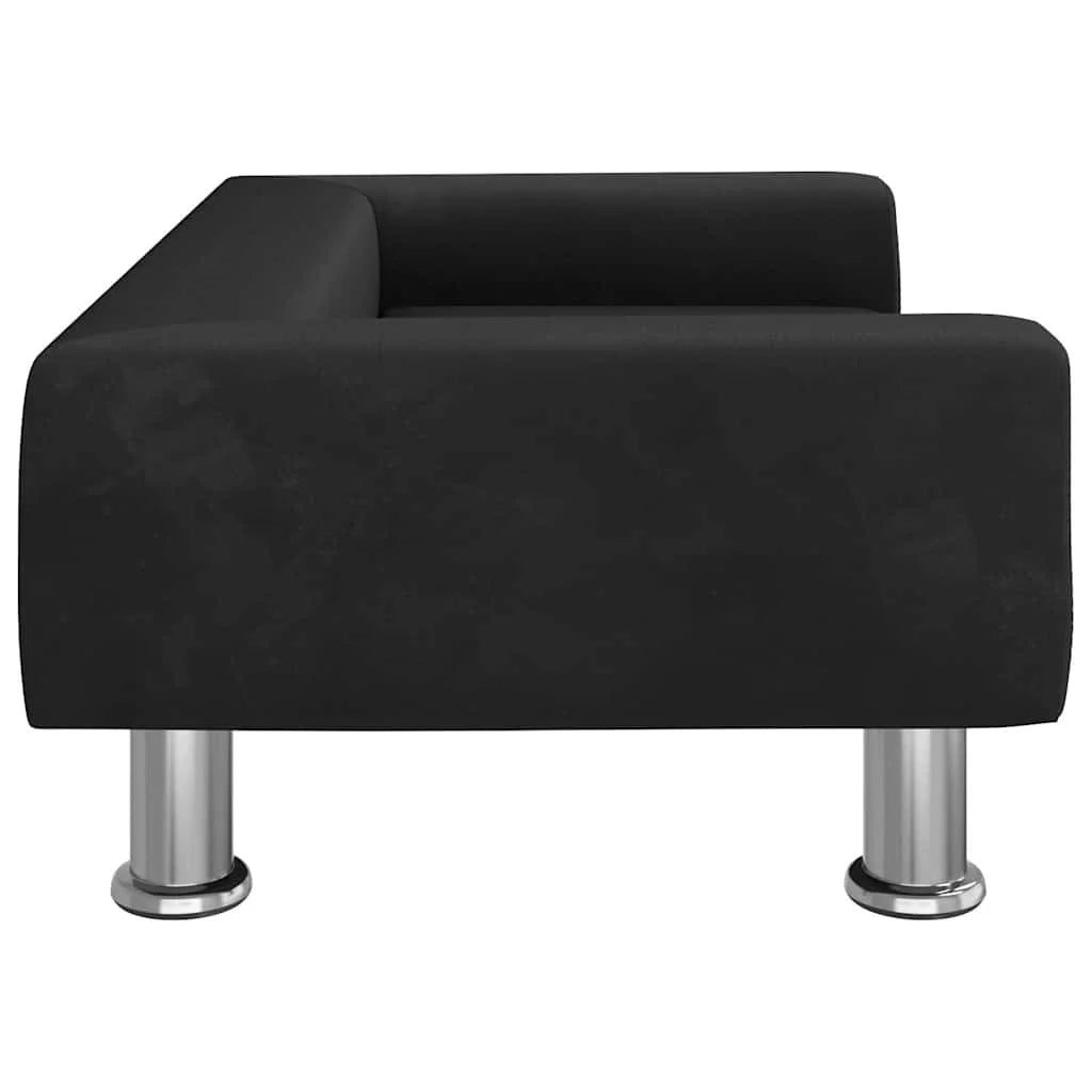 canapé pour chien de couleur noir avec pieds chrome. Vue de profil du canapé chien. Image produit Boutiquechien